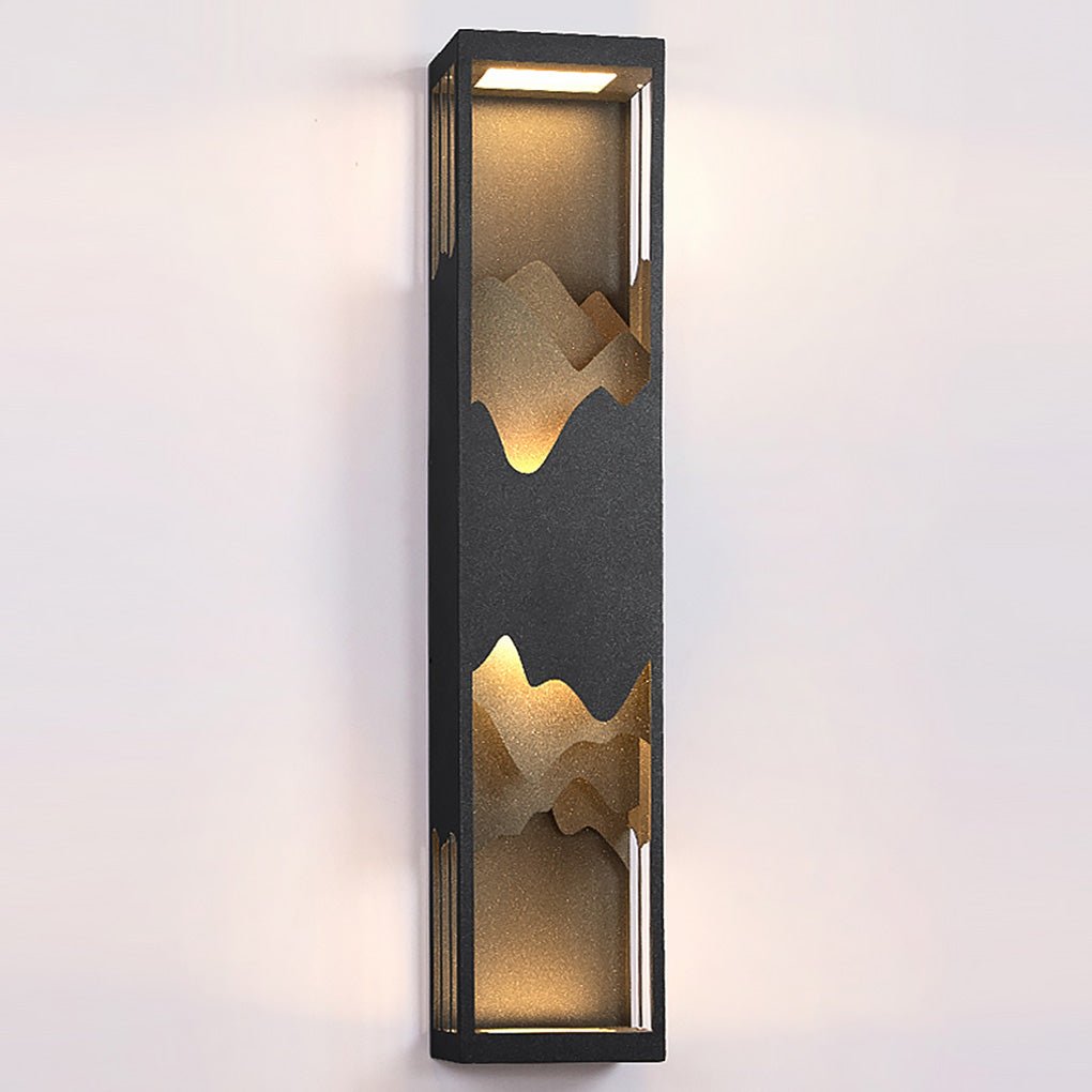 Decorative Mountain Landscape LED Outdoor Wall Sconce Solar and Hardwired Porch Light