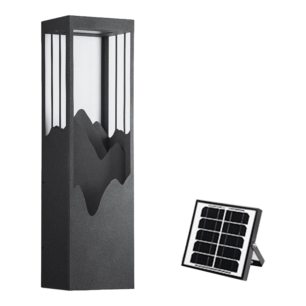 Decorative Mountain Landscape LED Outdoor Wall Sconce Solar and Hardwired Porch Light