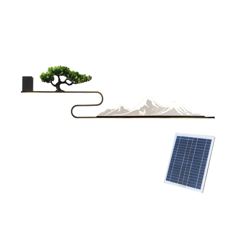 Decorative Mountain Scenery Solar LED Outdoor Wall Lamp Waterproof Light for Garden Yard