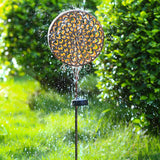 Decorative Round Hollow Floral Metal Solar Garden Stake Light for Yard and Landscape