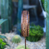 Decorative Round Hollow Floral Metal Solar Garden Stake Light for Yard and Landscape