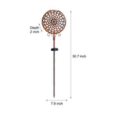 Decorative Round Hollow Floral Metal Solar Garden Stake Light for Yard and Landscape
