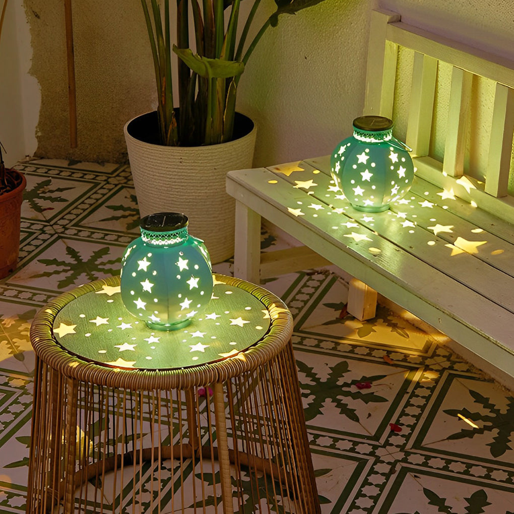 Decorative Solar Star Projection Outdoor Lantern Waterproof LED Hanging Lights for Garden Patio