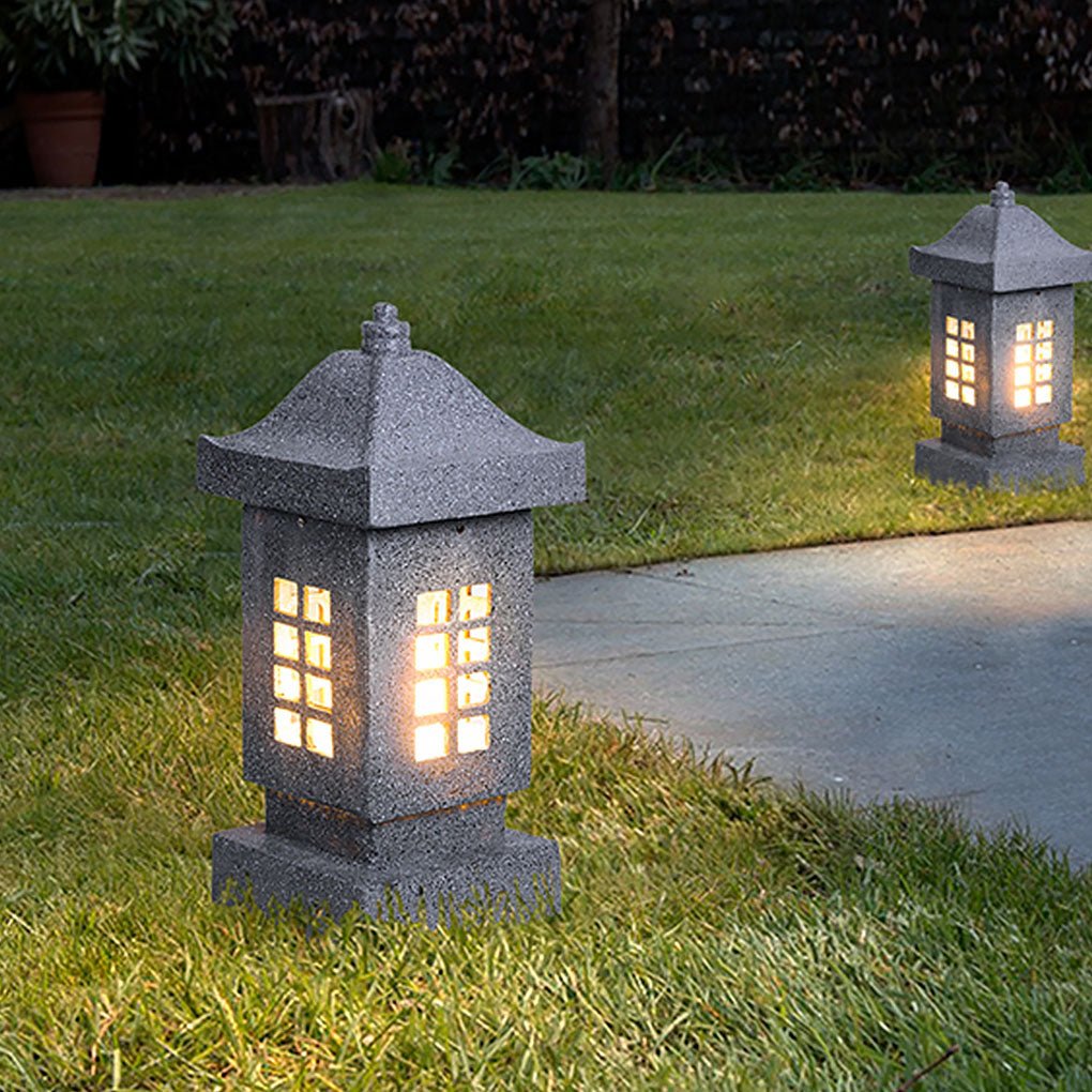 Decorative Stone Finish Outdoor LED Pillar Light IP54 Waterproof Garden Landscape Path Lamp