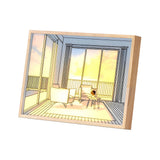 Decorative Wood Frame LED Sunshine Painting Night Light Dimmable Touch Control Lamp