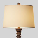 24 Inch Traditional Rustic Bronze Resin Table Lamp with Fabric Drum Shade