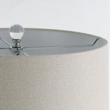 Modern Stacked Crystal Sphere Table Lamp 25 Inch Height with White Linen Drum Shade