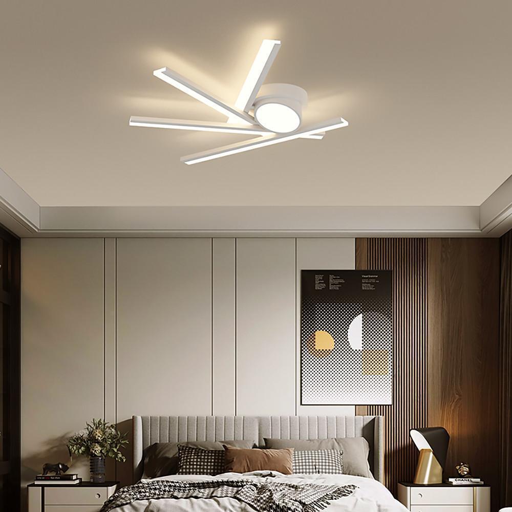 Modern Minimalist White LED Flush Mount Ceiling Light with Linear Oval Stick Design