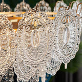 Diamond Texture Wave Glass Gold Chandelier Modern Round Pendant Ceiling Light