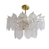 Diamond Texture Wave Glass Gold Chandelier Modern Round Pendant Ceiling Light
