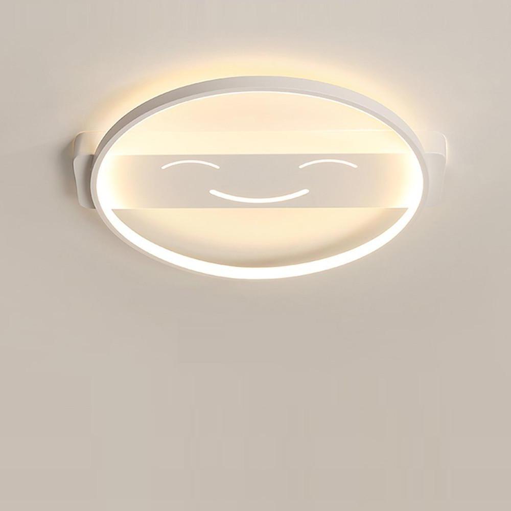 Modern Circular LED Flush Mount Ceiling Light with Metal Frame and PVC Shade for Bedroom and Living Room