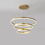Dimmable 3 Ring LED Pendant Light Modern Triple Circle Chandelier with Remote for Living Dining Room