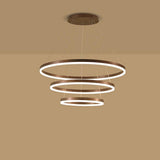 Dimmable 3 Ring LED Pendant Light Modern Triple Circle Chandelier with Remote for Living Dining Room