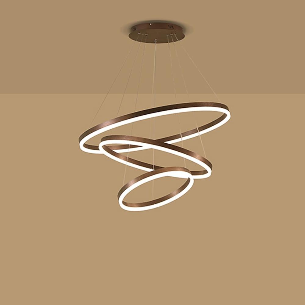 Dimmable 3 Ring LED Pendant Light Modern Triple Circle Chandelier with Remote for Living Dining Room