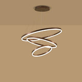 Dimmable 3 Ring LED Pendant Light Modern Triple Circle Chandelier with Remote for Living Dining Room