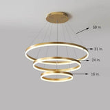 Dimmable 3 Ring LED Pendant Light Modern Triple Circle Chandelier with Remote for Living Dining Room