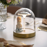 Dimmable Glass Dome LED Table Lamp with USB Charging and Music Recording Function