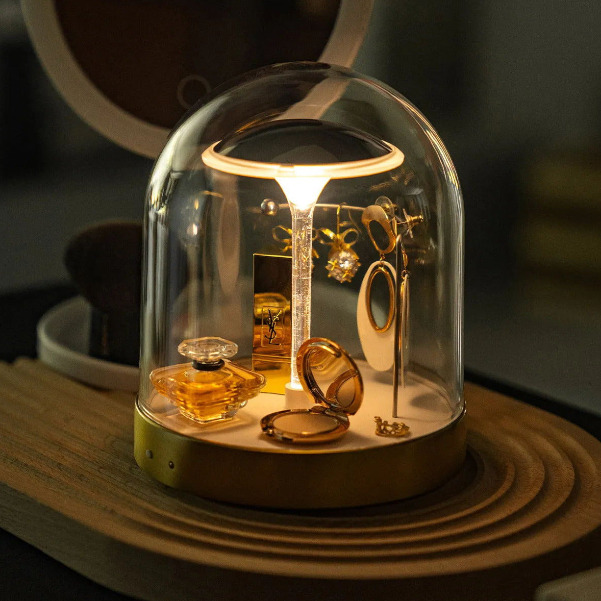 Dimmable Glass Dome LED Table Lamp with USB Charging and Music Recording Function