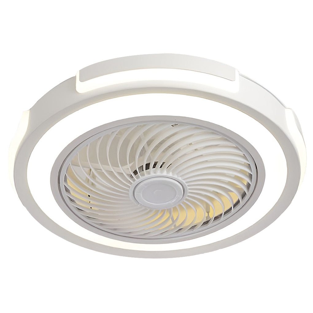 Modern Flush Mount Bladeless Ceiling Fan with Dimmable LED Lighting and Remote Control for Small Rooms