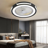 Modern Flush Mount Bladeless Ceiling Fan with Dimmable LED Lighting and Remote Control for Small Rooms