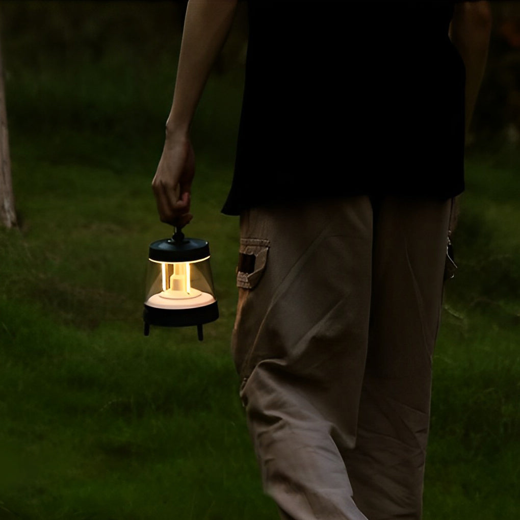 Dimmable LED Camping Lantern Rechargeable IP65 Waterproof Forest Green Portable Tent Light with Power Bank Function