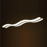 Dimmable LED Modern Wavy Pendant Light Acrylic Linear Chandelier for Kitchen Island Dining Room