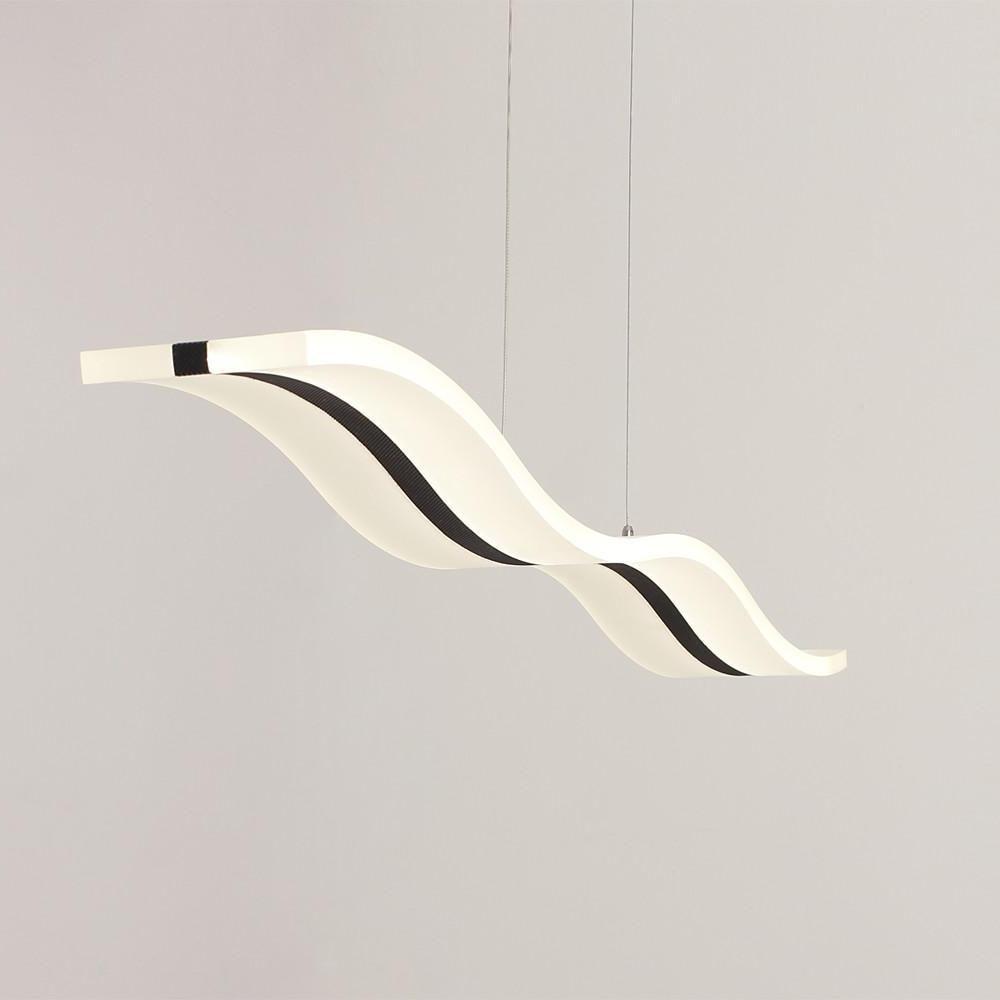 Dimmable LED Modern Wavy Pendant Light Acrylic Linear Chandelier for Kitchen Island Dining Room
