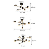 Dimmable LED Sputnik Chandelier with Acrylic Shades Black and Gold Modern Ceiling Fixture