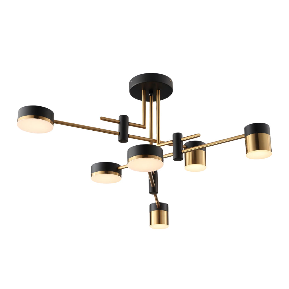 Dimmable LED Sputnik Chandelier with Acrylic Shades Black and Gold Modern Ceiling Fixture