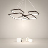 Dimmable LED Square Geometric Chandelier with Remote for Modern Foyer and Living Room Lighting