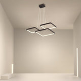 Dimmable LED Square Geometric Chandelier with Remote for Modern Foyer and Living Room Lighting
