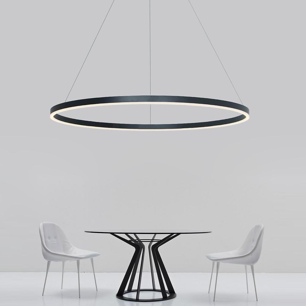Dimmable Modern Geometric Ring LED Pendant Light Slim Circular Minimalist Hanging Ceiling Fixture