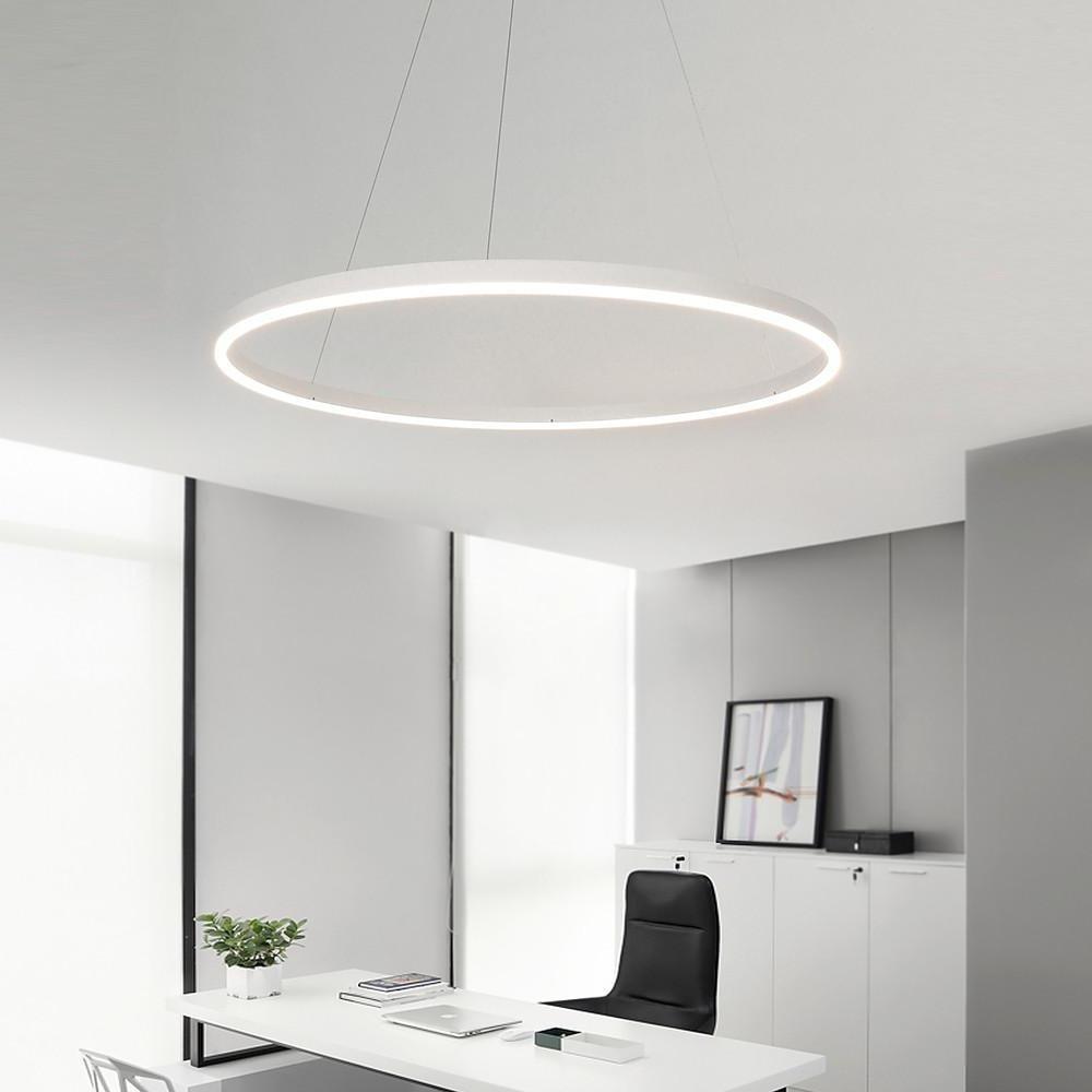 Dimmable Modern Geometric Ring LED Pendant Light Slim Circular Minimalist Hanging Ceiling Fixture