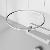 Dimmable Modern Geometric Ring LED Pendant Light Slim Circular Minimalist Hanging Ceiling Fixture