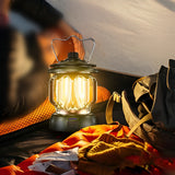 Dimmable Retro LED Camping Lantern Waterproof Rechargeable Outdoor Hanging Lamp with USB Port
