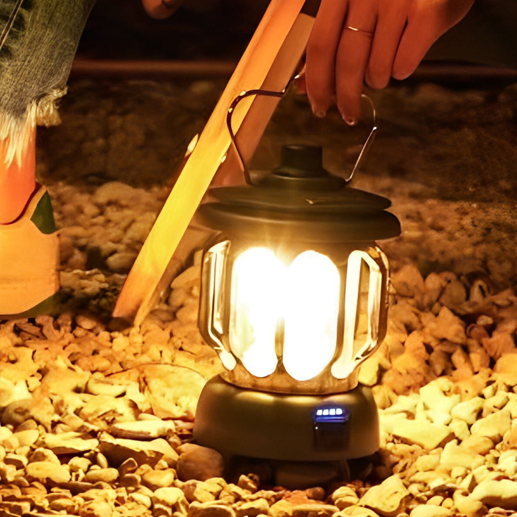 Dimmable Retro LED Camping Lantern Waterproof Rechargeable Outdoor Hanging Lamp with USB Port