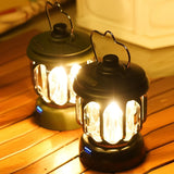 Dimmable Retro LED Camping Lantern Waterproof Rechargeable Outdoor Hanging Lamp with USB Port