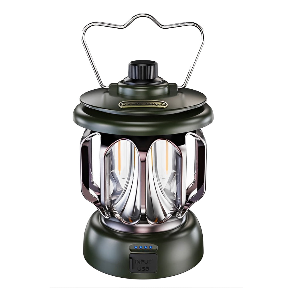 Dimmable Retro LED Camping Lantern Waterproof Rechargeable Outdoor Hanging Lamp with USB Port