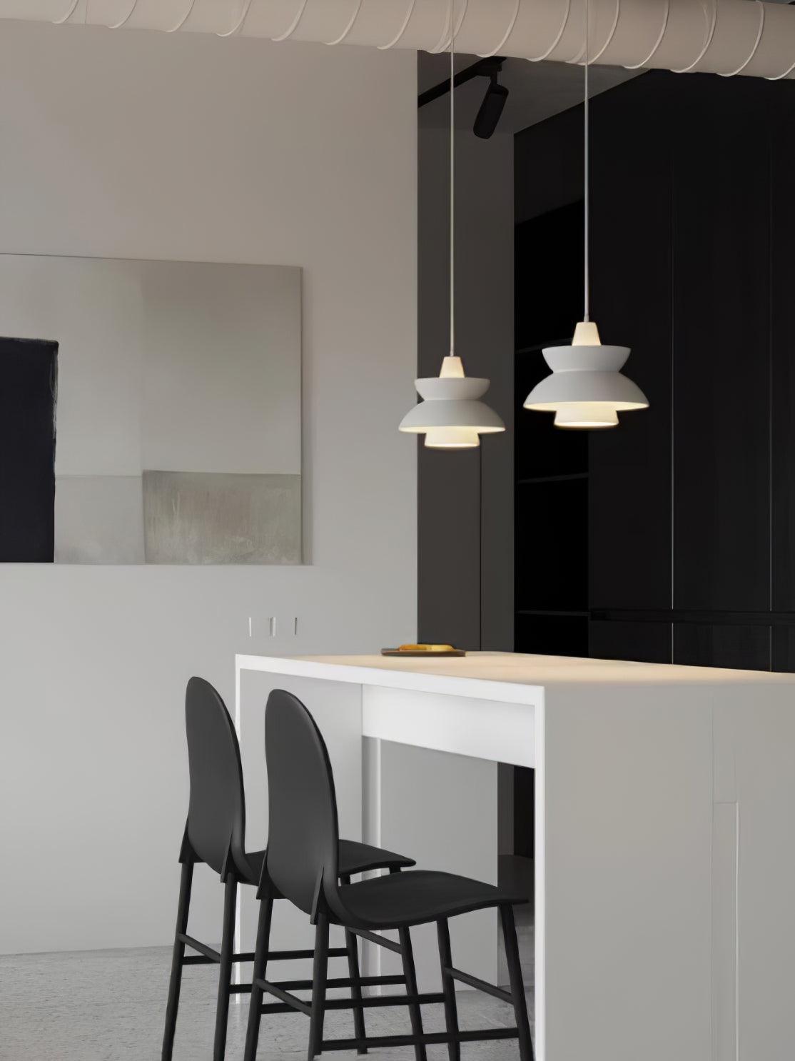 Doo Wop Modern Pendant Light Aluminum Dual Shade Ceiling Lamp for Kitchen Island