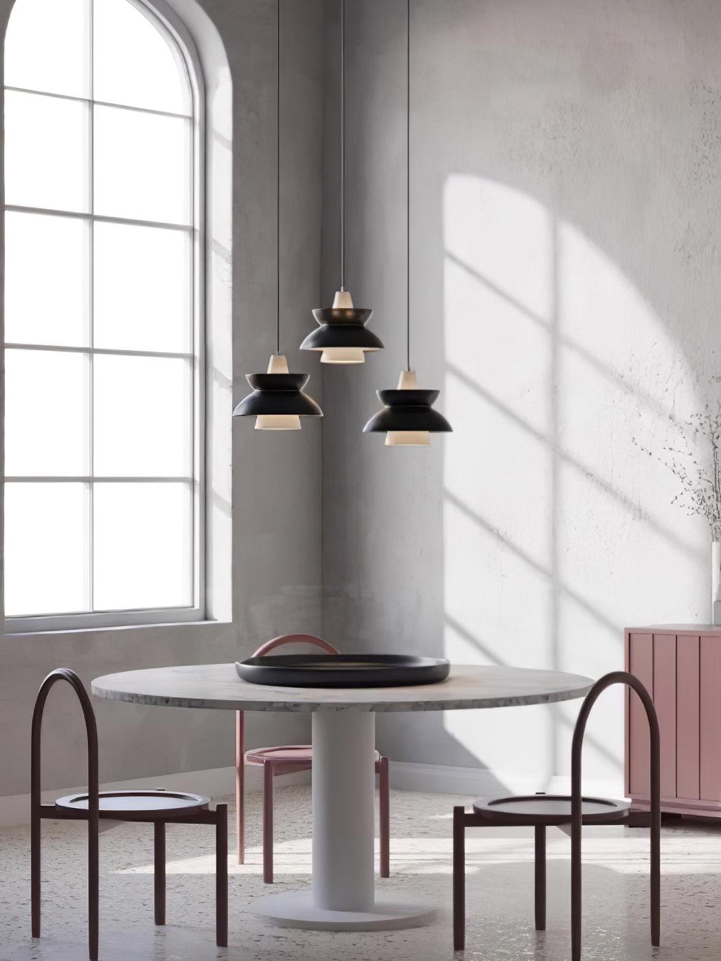 Doo Wop Modern Pendant Light Aluminum Dual Shade Ceiling Lamp for Kitchen Island