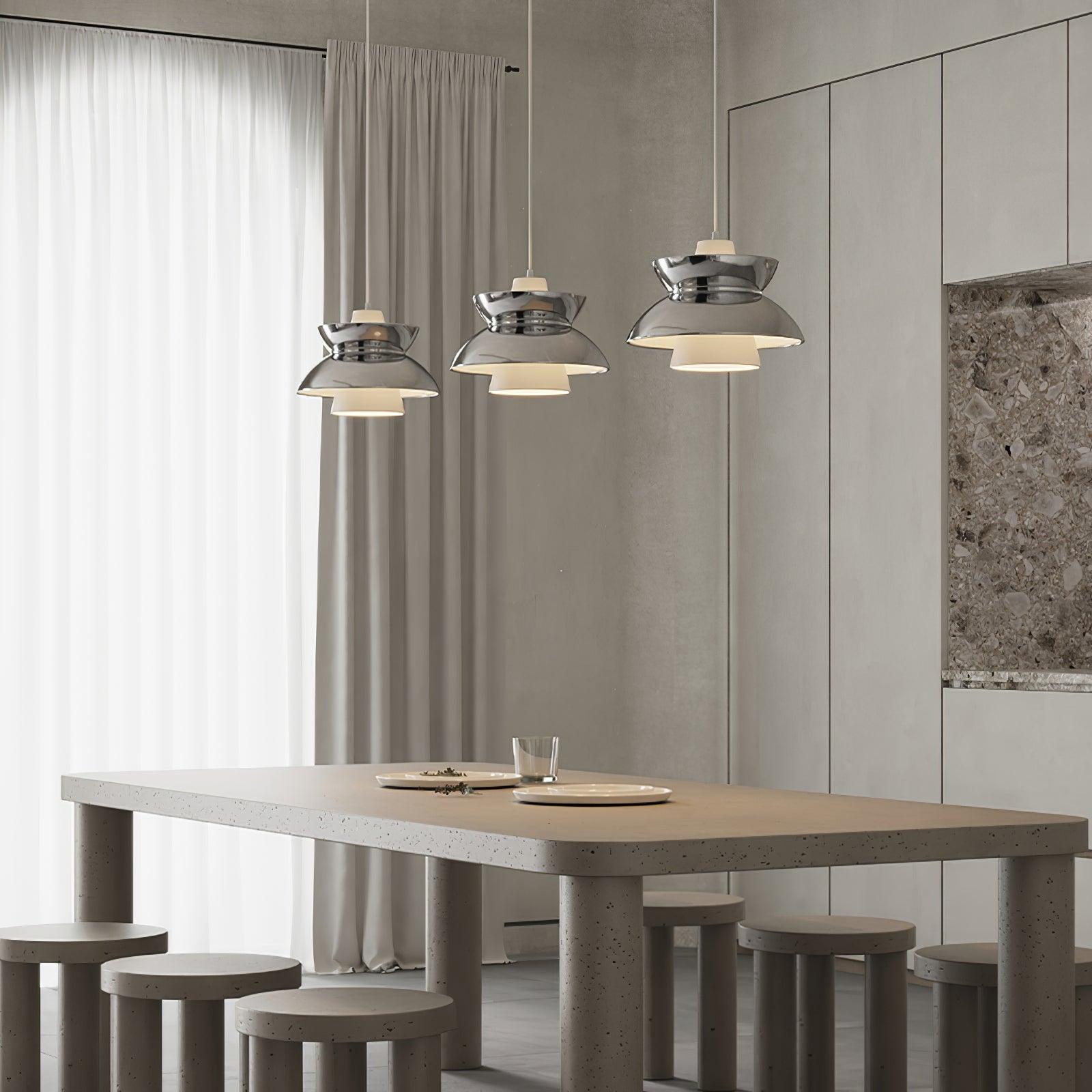 Doo Wop Modern Pendant Light Aluminum Dual Shade Ceiling Lamp for Kitchen Island