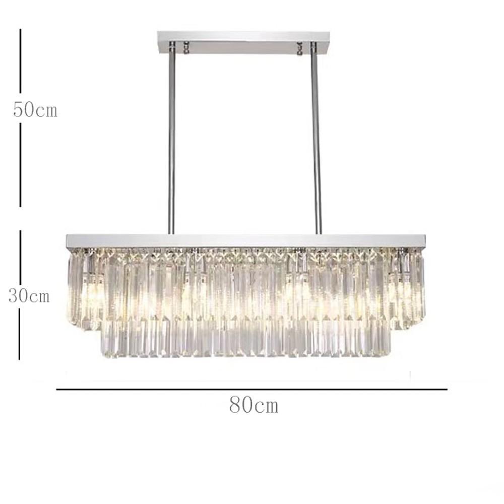Double Layer Crystal Chandelier Rectangular 8 Light Pendant Lamp for Kitchen Island and Dining Room