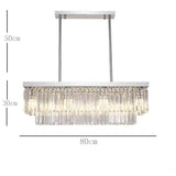 Double Layer Crystal Chandelier Rectangular 8 Light Pendant Lamp for Kitchen Island and Dining Room