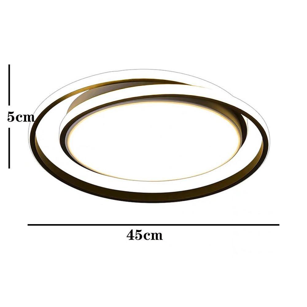 Modern Circular LED Flush Mount Ceiling Light for Bedroom and Living Room in Black or Gold