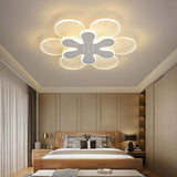 Modern White LED Flower Shape Ceiling Light Flush Mount Geometric Floral Fixture