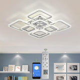 Modern Geometric LED Flush Mount Ceiling Lamp 5 Square Acrylic Light Fixture for Living Room