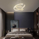Modern Wave Crystal LED Flush Mount Ceiling Light Stainless Steel Fixture for Dining Room