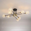 Modern 8 Light Black Metal and Glass LED Flush Mount Ceiling Light Fixture