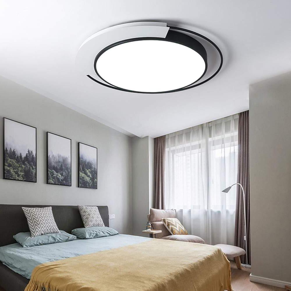 Modern LED Flush Mount Ceiling Light Round Aluminum 18 Inch Low Profile Fixture for Bedroom