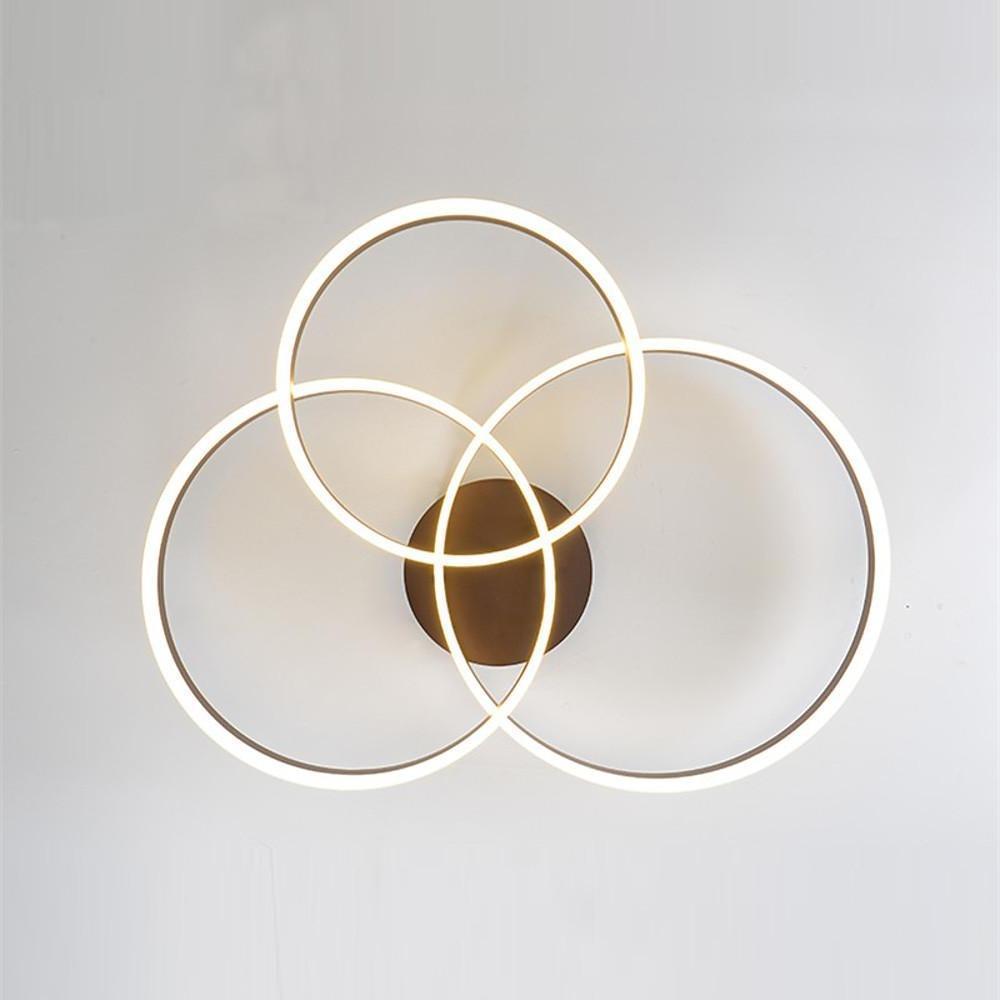 Modern Triple Ring LED Flush Mount Ceiling Light Large Metal Acrylic Dimmable Fixture 35 Inch